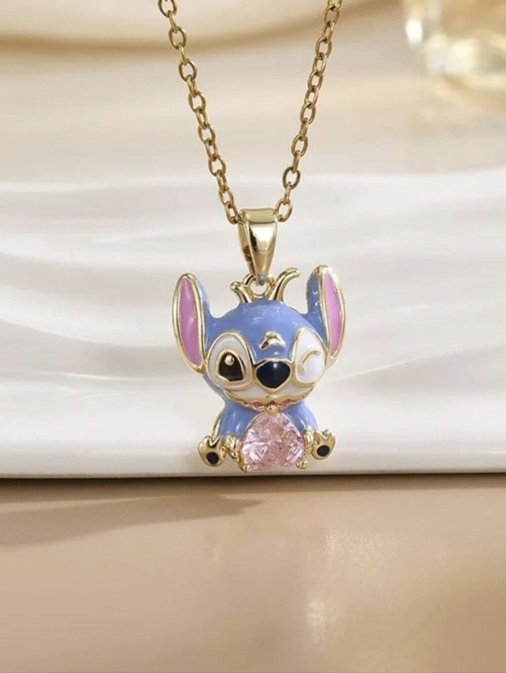 Disneys Lilo & Stitch 18k Gold Plated Pendant Necklace